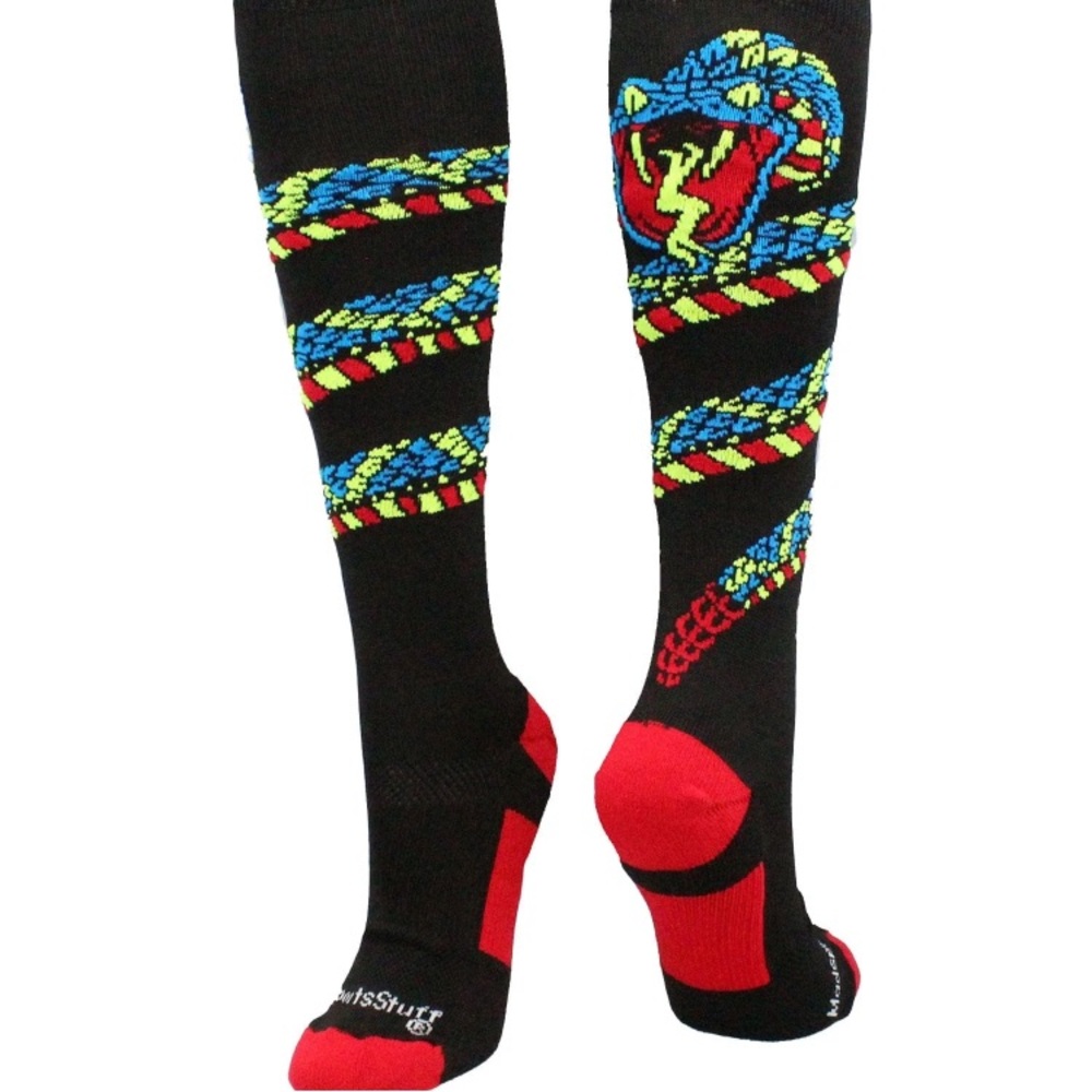NEW! 2 Pair - Crazy Snake Over the Calf Athletic Socks